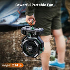 20000mAh Camping Fan with Dual Motor – Battery Operated Portable Fan with 4 LED Lantern Modes, 8 Speeds & Remote Control, Hanging Hook for Tent, Power Outages & Jobsite Use