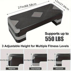 Adjustable Aerobic Step Platform – 3 Height Settings (4"/6"/8"), Non-Slip Workout Stepper for Home Gym Cardio Training, Step Aerobics Exercise Board (6 Colors)