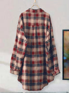 Casual Plaid Shirt for Men Women Mid-Length Loose Fit Button Down Flannel Shirt S M L XL XXL Multiple Colors
