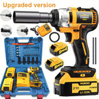 21V Brushless Cordless Impact Wrench & Drill Set – 4000mAh Li-ion Battery, Toolbox, Charger & Socket Accessories for Automotive, Home & Industrial Use