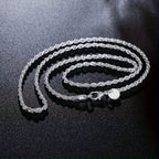 925 Silver Twisted Rope Chain Necklace for Women – Hip-Hop Chunky Textured Design, 16 to 30 Inches, Elegant Daily Wear Jewelry for Music Festivals Vacation Outfits Valentine's Day Christmas Gift