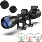 3-9x40 Rifle Scope with Red & Green Illuminated Reticle – Reinforced Aluminum Alloy Tactical Riflescope with 4-Hole Mounting System for Hunting, Shooting & Outdoor Use