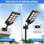 Solar Street Lights 400 LED 6500K Waterproof | Motion Sensor, Remote Control, Dusk to Dawn Outdoor Solar Flood Light for Parking Lot, Yard, Driveway, Commercial Area – 2 Pack & 4 Pack