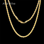 925 Sterling Silver 18K Gold Plated Rope Chain Necklace 2.8mm Braided Cut Chain for Men and Women Unisex Minimalist Necklace Sizes 18 to 34 Inch with Gift Box Anniversary Birthday Holiday Gift