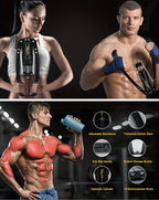 Hydraulic Arm Trainer – 22-440 lbs Adjustable Resistance, 20 Levels, Carbon Steel Foldable Home Gym Equipment for Chest Shoulder Back Multi-Muscle Workout, Non-Slip Handle