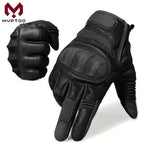 Touch Screen Full Finger Gloves for Men Women - Nylon Blend Textured Grip, Hook-and-Loop Closure, Washable, Available in Black Brown Green, Sizes S M XL
