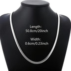 925 Sterling Silver Flat Snake Chain Necklace – Sleek Minimalist Unisex Jewelry, 20 Inch Smooth Serpentine Chain, Perfect Gift for Weddings, Parties, Christmas & Holidays