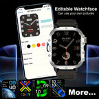 Outdoor Smart Watch with Built-In LED Flashlight, 2.01" Large HD Screen Rugged Fitness Tracker with Sports Modes & Message Reminders for Android & iPhone