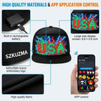 Programmable LED Hat APP Controlled Scrolling Text Animation Light Up Cap Unisex Adjustable Smart LED Baseball Cap for Party Wedding Valentine's Day Carnival Festival Men Women