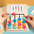Wooden Four-Color Puzzle Game for Kids & Adults - STEM Brain Teaser Logic Toy to Enhance Focus, Hand-Eye Coordination & Critical Thinking, Educational Family Board Game, Birthday & Holiday Gift