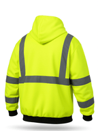High Visibility ANSI Class 3 Type R Reflective Safety Hoodie Zip-Up Fleece Sweatshirt for Men Women Construction Workwear with Neck Gaiter Fluorescent Yellow