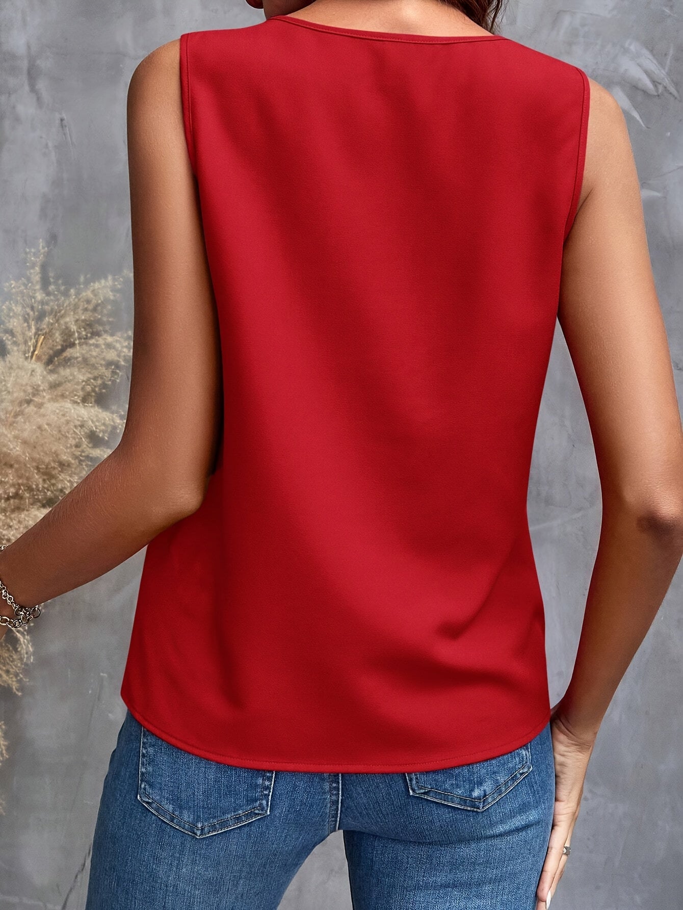 Women's Ruffled V-Neck Sleeveless Blouse Elegant Summer Top Casual Formal Wear Smooth Fabric Dark Green Red White Black S M L XL XXL