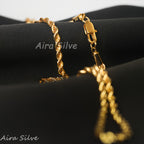 925 Sterling Silver 18K Gold Plated Rope Chain Necklace 2.8mm Braided Cut Chain for Men and Women Unisex Minimalist Necklace Sizes 18 to 34 Inch with Gift Box Anniversary Birthday Holiday Gift