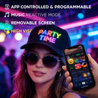 Programmable LED Light-Up Baseball Cap – Bluetooth App Scrolling Text & Animation, Rechargeable Flashing Hat for Parties Music Festivals Night Runs, Adjustable Teens Gift