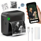Mini Thermal Sticker Printer Inkless, Wireless Pocket Photo Printer with 1 Roll Thermal Paper, Portable Bluetooth Label Maker for Photos, Journaling, Notes & Memos – Cute Gift for Girls & Students