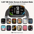 Smart Watch for Men & Women with Wireless Calling & Built-in Alexa – 1.83" HD Touch Screen, 100+ Sports Modes, Heart Rate Monitor, Waterproof Fitness Tracker, Compatible with iPhone & Android