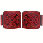 12V LED Trailer Lights Kit Stop Tail Turn Signal License Plate Light for Trailers Under 80" - Square Trailer Tail Lights for Boat Trailer Truck RV Camper Marine with Wiring Options