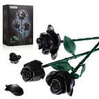 Gothic Black Rose 3D Building Brick Set 152 Pieces Artificial Flower Bouquet Display Model Kit Three Black Roses Unique Gift for Adults Teens Valentine Birthday Halloween Christmas