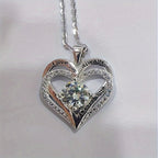 925 Silver 1-Carat Moissanite Heart Necklace for Women – Brilliant Sparkle Heart-Shaped Pendant, Classic Elegant Style for Parties, Vacation & Festive Occasions, Exquisite Birthday & Christmas Gift