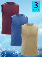 Men's 3-Pack Quick-Dry Athletic Tank Tops – Sleeveless Workout Vests, Breathable Moisture-Wicking Crew Neck Shirts for Running, Gym & Casual Wear, S-XXXL