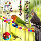 Bird Toy Set Swing Climbing Ladder Stairs Colorful Bells for Small Medium Parrots Cockatiels Budgies Parakeets – Educational Chew Boredom Relief Toys Random Colors 3/5/7/10pcs