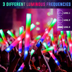 50pcs LED Foam Glow Sticks with 3 Flicker Modes – Colorful Bulk Glow Sticks for Parties, Weddings, Birthdays, Concerts, Christmas & New Year Celebrations