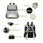 Foldable Ventilated Pet Carrier Backpack for Cats & Dogs – PVC Mesh Airflow, Chest Harness, Removable Mat, Fits Cats up to 18 lbs & Dogs up to 15 lbs, for Travel, Hiking, Flights & Car Rides