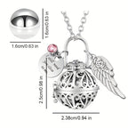Lotus Flower Urn Necklace for Ashes – Angel Wings Hollow Locket Memorial Cremation Pendant for Women, Elegant Sympathy Jewelry Gift for Human & Pet Loss