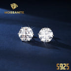 Moissanite Stud Earrings D Color VVS Brilliant Round Cut S925 Sterling Silver – 1CT to 10CT Options, Velvet Pouch & Polishing Cloth Included, Perfect Birthday, Christmas & Valentine’s Day Gift (4.25g)