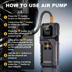 10000A Jump Starter with Air Compressor 160 PSI, Portable Car Battery Jump Starter Pack for Gas & Diesel Engines, USB-C QC 3.0 Fast Charge, Large Display, 3-Mode LED Flashlight, Jumper Cables Included – Giatero Q27