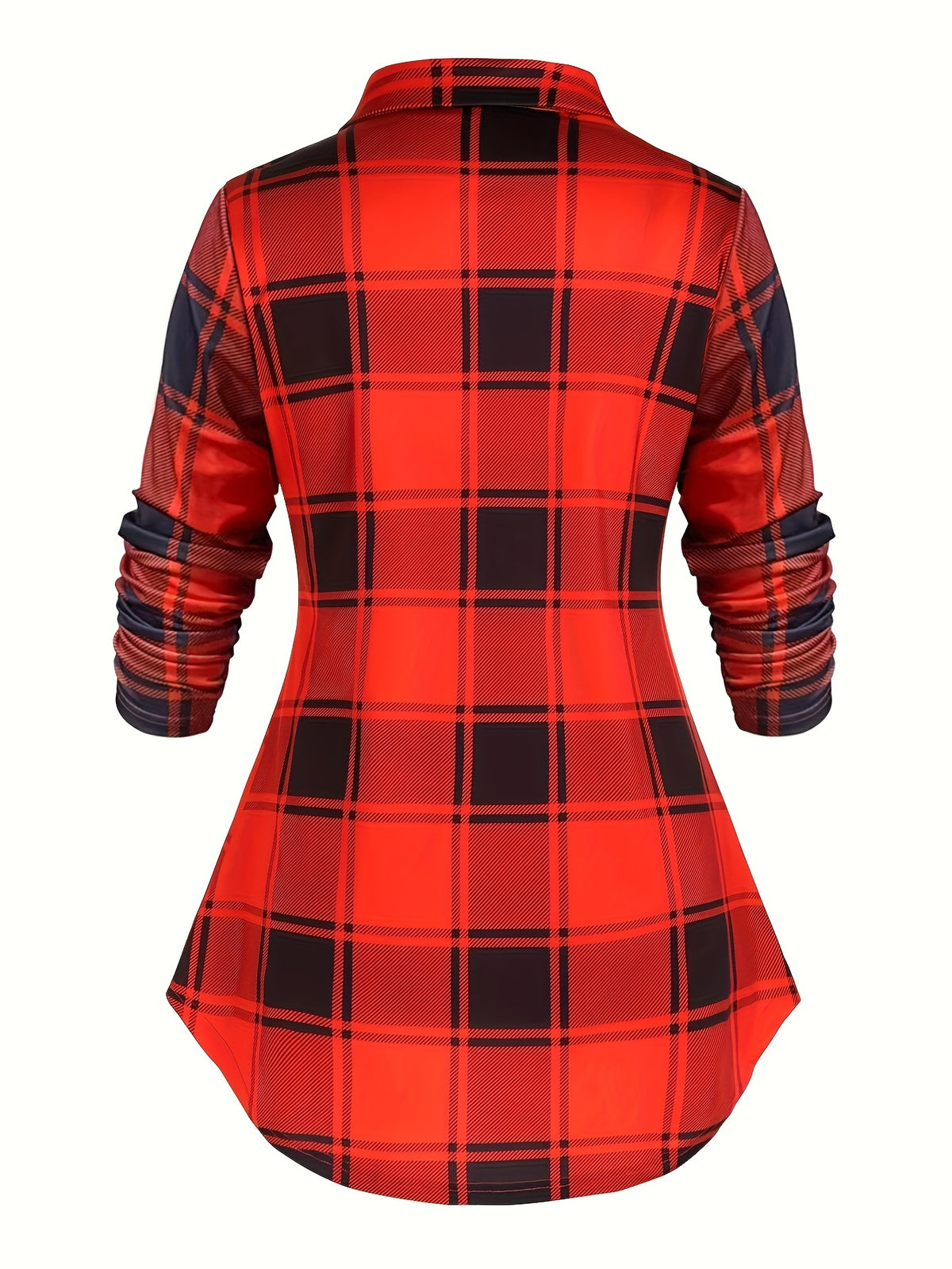 Women's Retro 2-Piece Set - High-Waist Plaid Long Sleeve Blouse & Body Strap | Vintage Button Lapel Collar Fall Spring Outfit Fashion