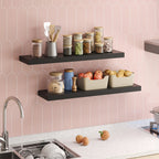 Floating Wall Shelves Wood 2/4/6 Pack 15.7 19.7 22 Inch Wall Mounted Shelves for Living Room Kitchen Bathroom Bedroom Holds 30 lbs Walnut Brown White Black Gray Home Decor Storage