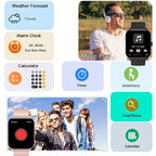 Smart Watch 1.83" Fitness Tracker with Bluetooth Calling – Step Counter, Activity Monitor, Message Notifications, Multi-Sport Modes, USB Charging, Compatible with iPhone & Android, Gift for Men & Women (Black/Pink)
