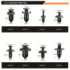 Car Push Retainer Clips Assortment Kit 115/635/640/1290 Pcs - 16 Sizes Nylon Bumper Fender Rivets Automotive Fasteners with Cable Ties & Removal Tool