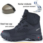 Steel Toe Boots for Men & Women – Waterproof Work Construction Safety Shoes with Anti-Piercing Kevlar Midsole, Non-Slip Rubber Sole, ASTM F2413-18 Compliant, Sizes US 4.5–13.5, Black