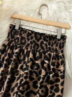 Women's Leopard Print Wide Leg Pants Loose Fit Casual Flowy Trousers S M L XL Boho Animal Print Bottom