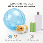 Interactive Cat Toy Ball USB Rechargeable - Motion Activated Auto Rolling Toy for Indoor Cats & Dogs, Engages Bored Adult Pets, Cartoon Design, Small Medium Large Breeds, Blue & Pink