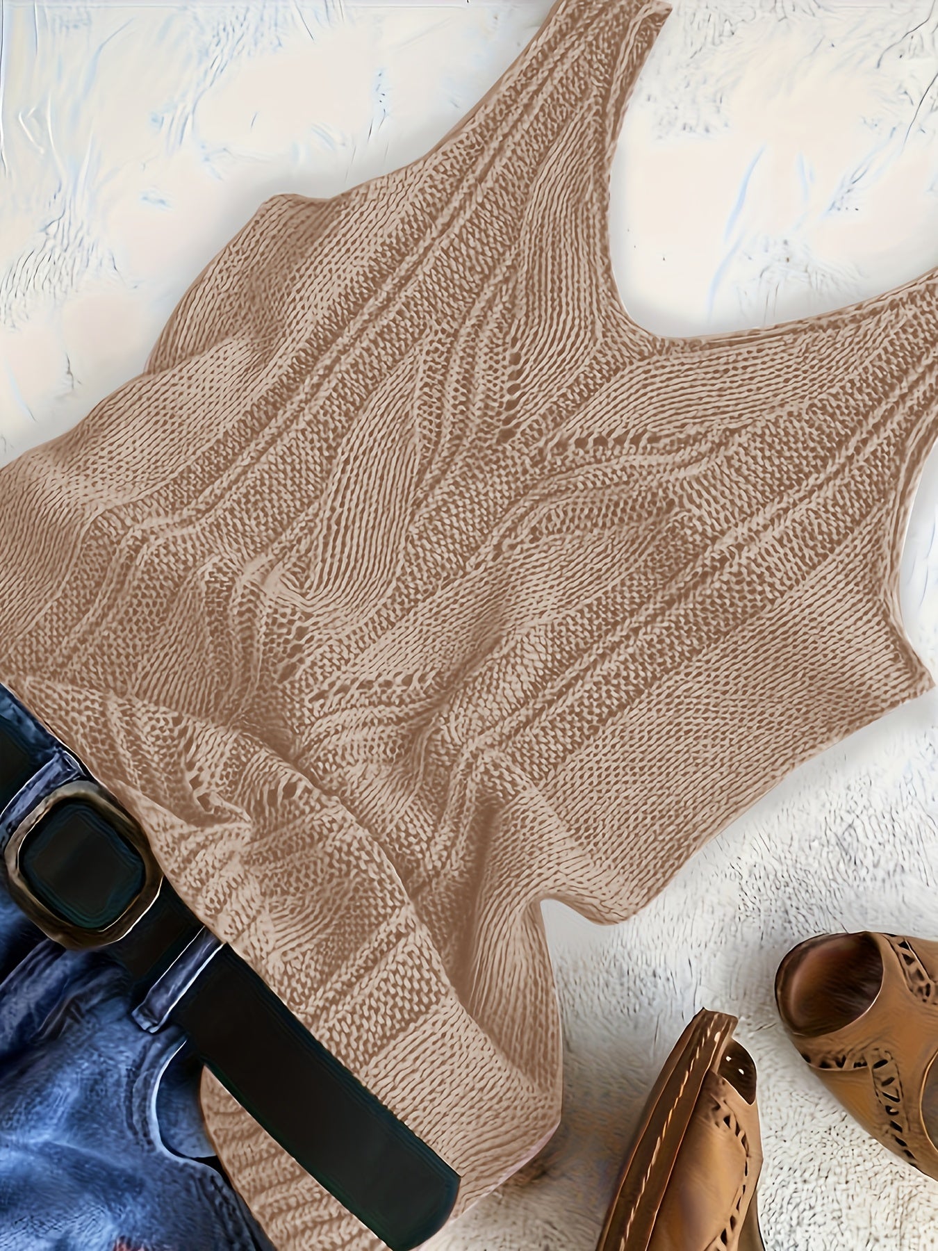 Women's V-Neck Knitted Tank Top – Elegant Sleeveless Solid Color 100% Acrylic Knit Vest for Summer, Available in 15 Colors