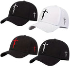 4pcs Faith-Themed Cross-Stitch Baseball Caps for Men & Women – Adjustable Lightweight Polyester Solid Color Casual Sports Sun Hat for Outdoor Travel Beach, Christmas Father's Day Gift