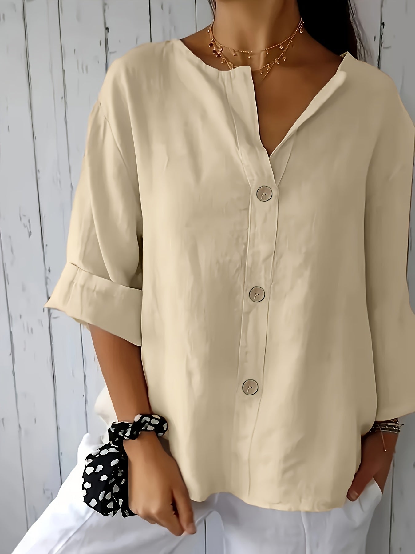 Women's Casual Loose Pullover Shirt - Relaxed Fit Vacation Top with Decorative Button Detail, Lightweight Breathable Fabric for Summer Travel, Beach & Everyday Wear | Multiple Colors S-XXL