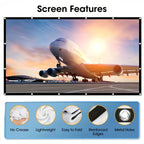 100-Inch Portable Projector Screen 4K HD 16:9 – Foldable Wrinkle-Free Outdoor & Indoor Movie Screen, 160° Wide View Dual-Sided Projection for Home Theater, Camping, Party & Presentations