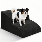 NIUBYA Extra Wide Dog Stairs for Small Dogs – High Density Foam Pet Steps, Non-Slip Bottom, Soft Cushioned Ramp for High Beds Couch Sofa, Ideal for Injured Elderly Dogs, Polypropylene, Compact