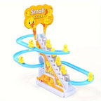 Electric Stair Climbing Ducklings Toy Set of 6, Yellow Duck Slide Toy with Lights & Music for Toddlers Boys Girls, Interactive Baby Animal Toy, Best Easter Halloween Christmas Birthday Gift