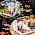 Bounce House with Blower for Kids 13x10x8 Ft – White Inflatable Bouncy Castle for Backyard, Ball Pool, Parties & Weddings, Oxford Cloth, Mesh Walls, 2-Min Setup, 200 LBS Capacity