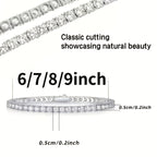 Tennis Bracelet Lab Grown 925 Silver Plated Round Cut Elegant Jewelry Gift for Women Men Sizes 6.5 to 8.5 Inches White Diamond Style Bracelet
