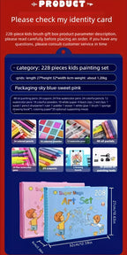 228 Pcs Kids Art Painting Set with Easel, Complete Beginner Drawing Kit for Children Ages 3-12, Includes Sketchbook, Coloring Book, Acrylic Markers, Watercolor Pens, Oil Pastels, Colored Pencils & Eraser