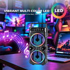 Portable Party Bluetooth Speaker with LED Light Show – Subwoofer Hi-Fi Stereo, Karaoke, BT/USB/TF/FM/AUX/TWS for Outdoor, Travel & Party