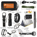 Men's Survival Kit 12 to 115 Piece Emergency Gear Set with Flint Fire Starter Multi-Tool for Camping Hiking Hunting Fishing Outdoor Adventure Gift for Dad Husband