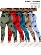 5 Pack High-Waisted Yoga Pants for Women with Tummy Control, Tie-Dye Fitness Leggings Stretchy Running Tights Peach Lift Workout Pants, All-Season Activewear in Various Colors