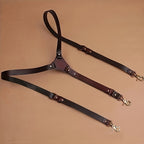 Men's Faux Leather Suspenders - Retro Adjustable Y-Back Braces with Rivet Detail, Elegant Vintage Clip-On Suspenders for Daily Formal Wedding & Party Wear, Great Gift for Him